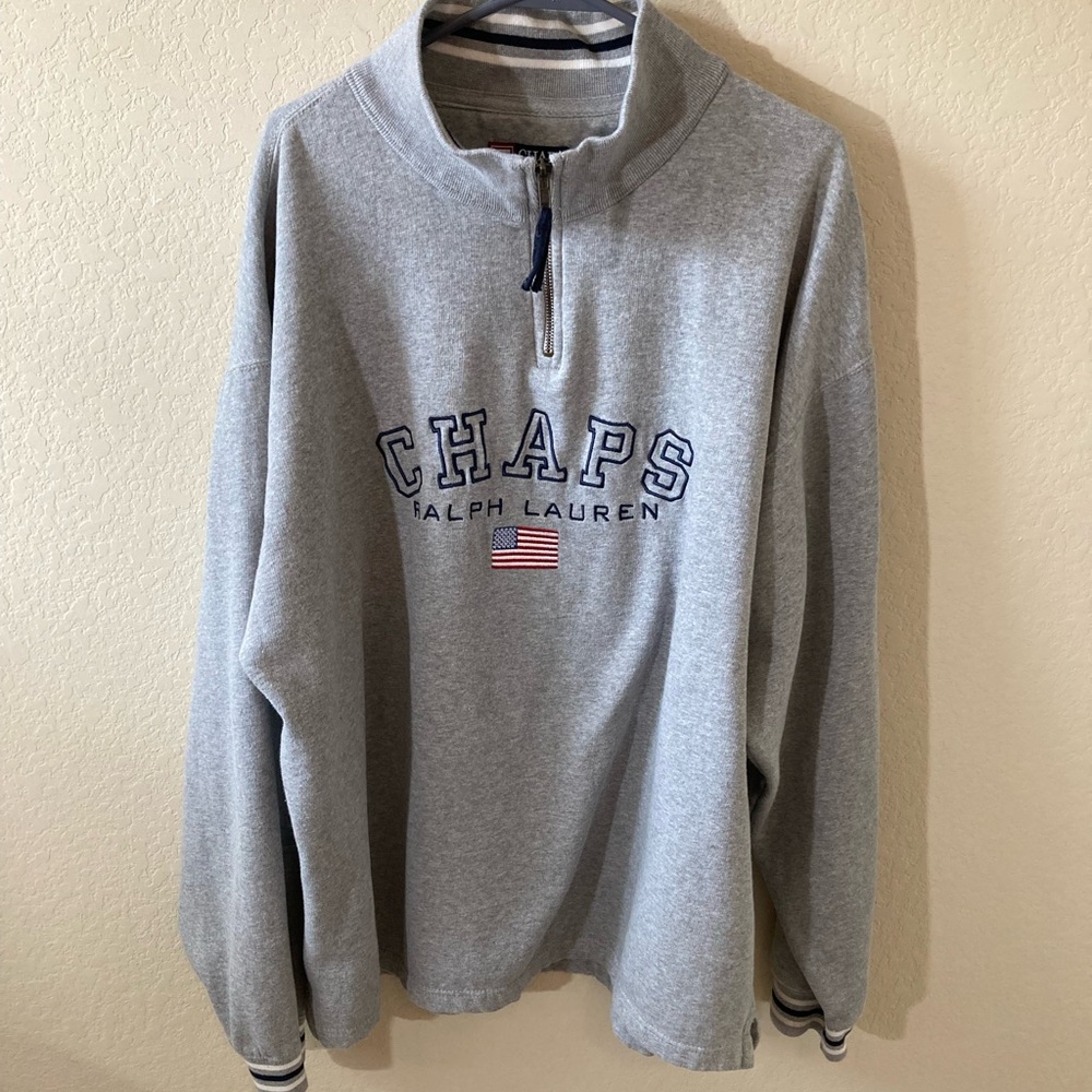 Vintage Ralph Lauren Men Big & Tall Gray Zip Up Sweater - Picture 1 of 5